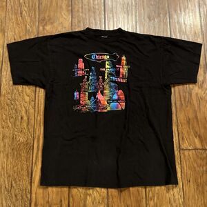 Vintage 90s Bay Club Chicago Single Stitch Black Translucent T-Shirt - XL